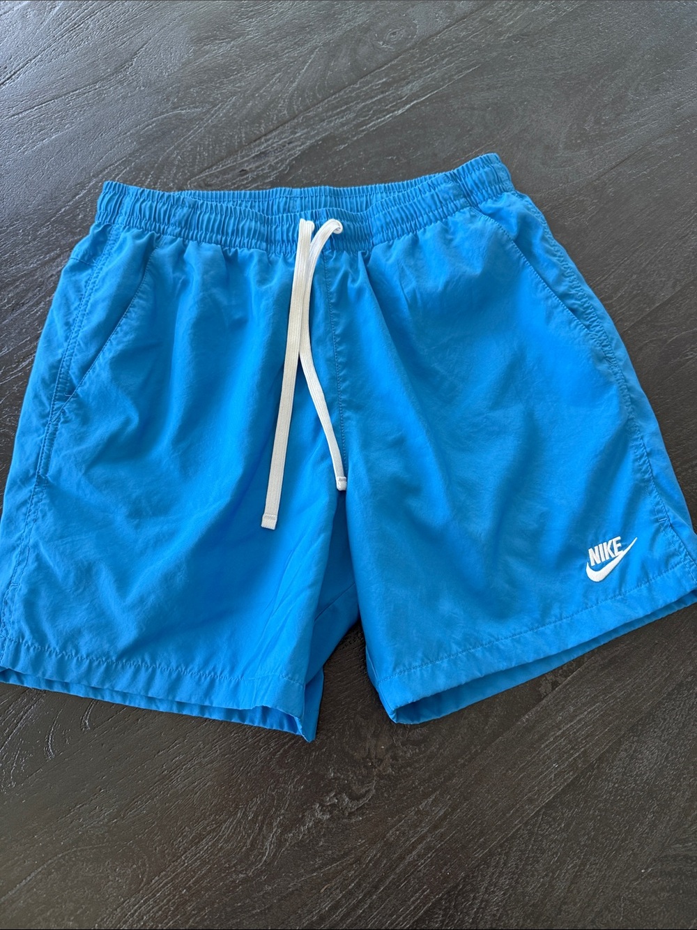 Nike Bright Blue Athletic Shorts with White Drawstring